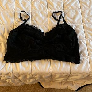 PINK black lace bralette.